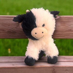 Holiday and Home Black and White Highland Cow Soft Plush Fluffy Toy 14”